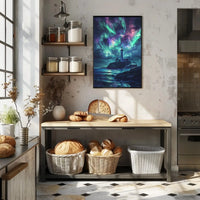 Lighthouse Aurora Borealis Coastal Art Print - Artistic Poster PosterGoat