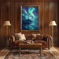 Lighthouse Under Auroras Art Print - Abstract Poster PosterGoat