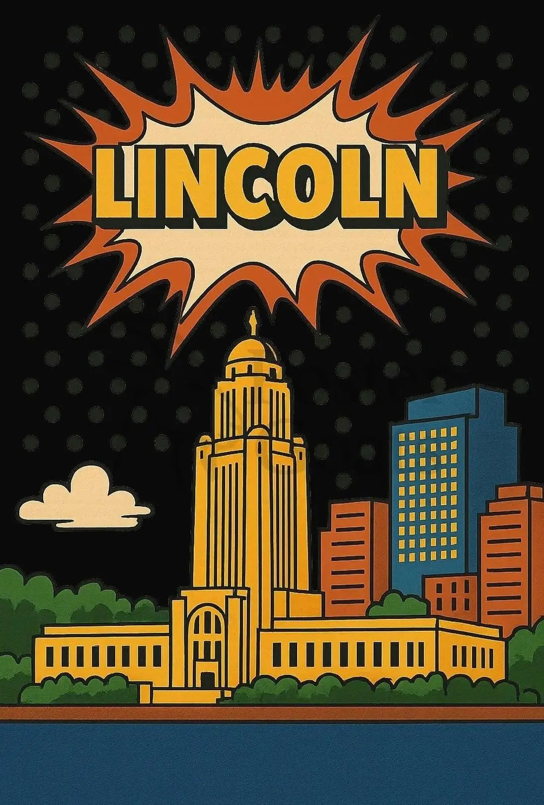 Lincoln Capitol Pop Art Poster: Urban Retro Vibes Poster PosterGoat