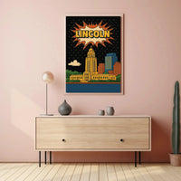 Lincoln Capitol Pop Art Poster: Urban Retro Vibes Poster PosterGoat