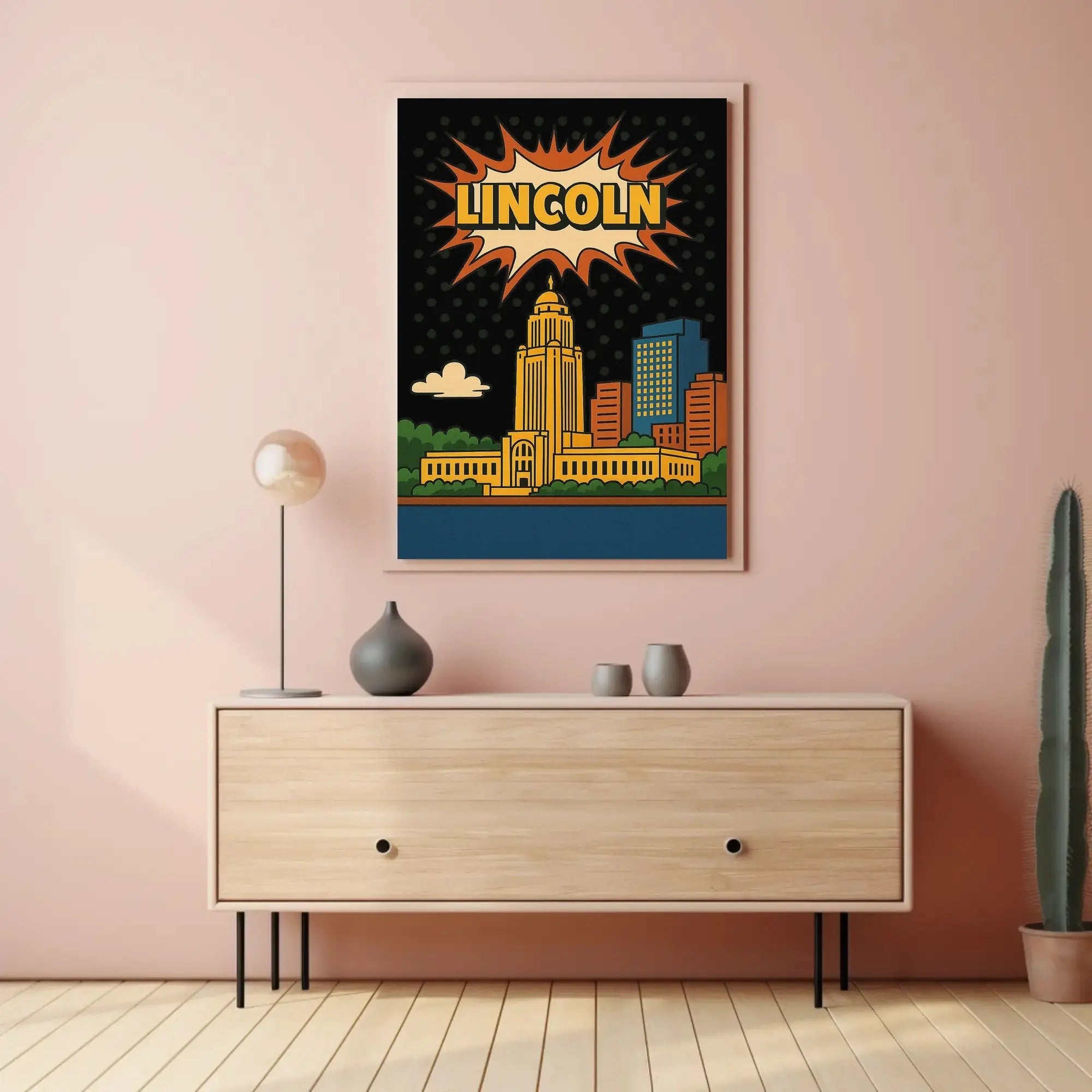 Lincoln Capitol Pop Art Poster: Urban Retro Vibes Poster PosterGoat