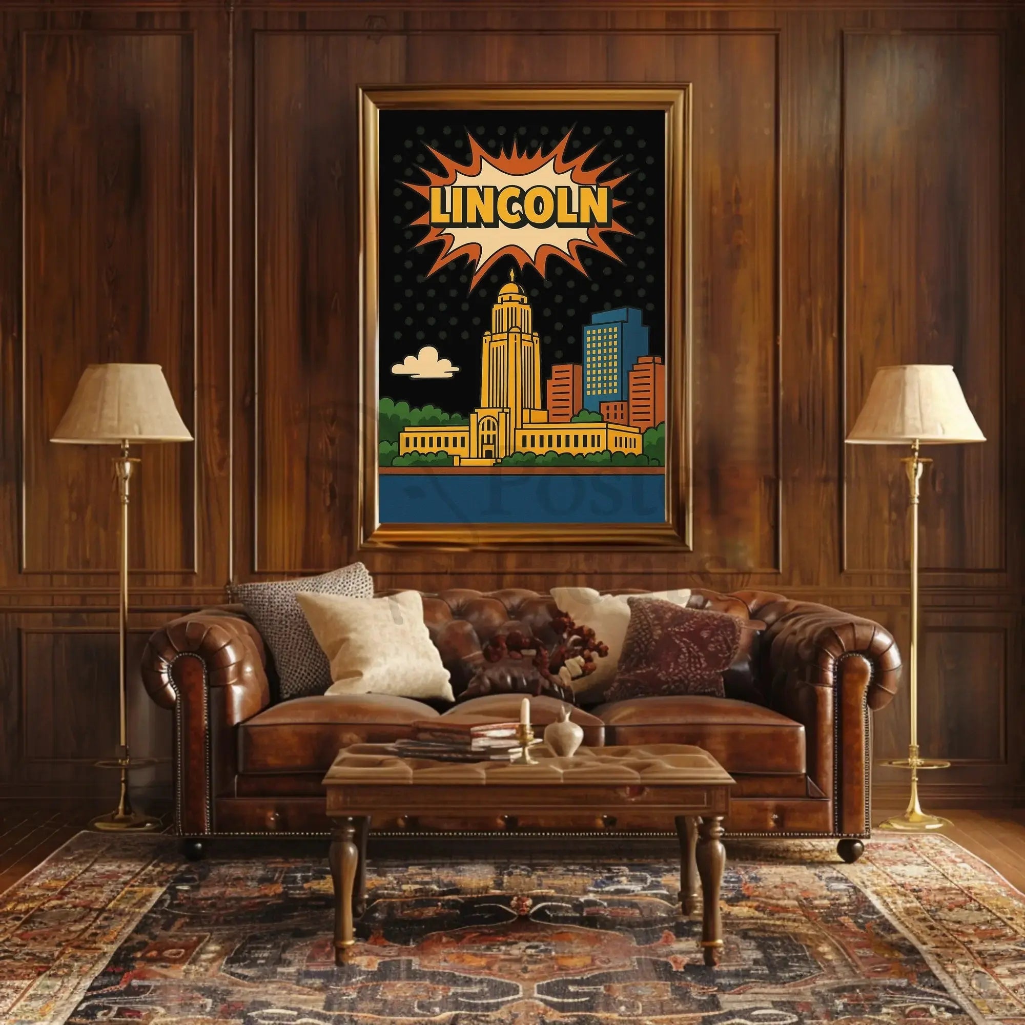Lincoln Capitol Pop Art Poster: Urban Retro Vibes Poster PosterGoat