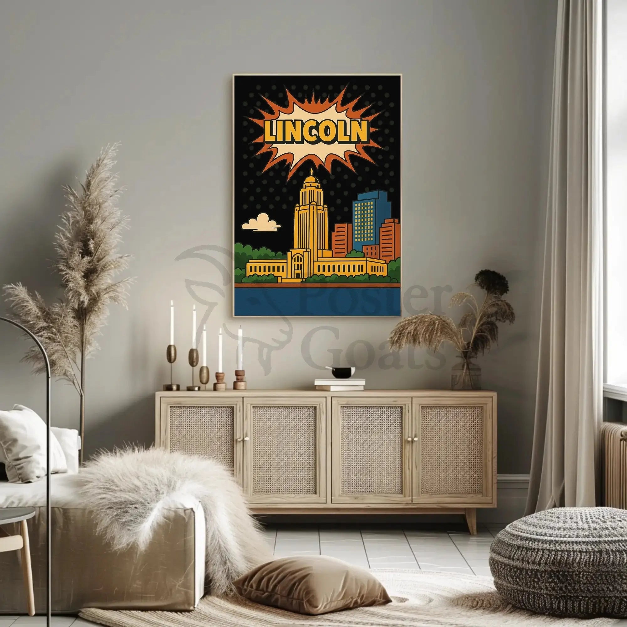 Lincoln Capitol Pop Art Poster: Urban Retro Vibes Poster PosterGoat