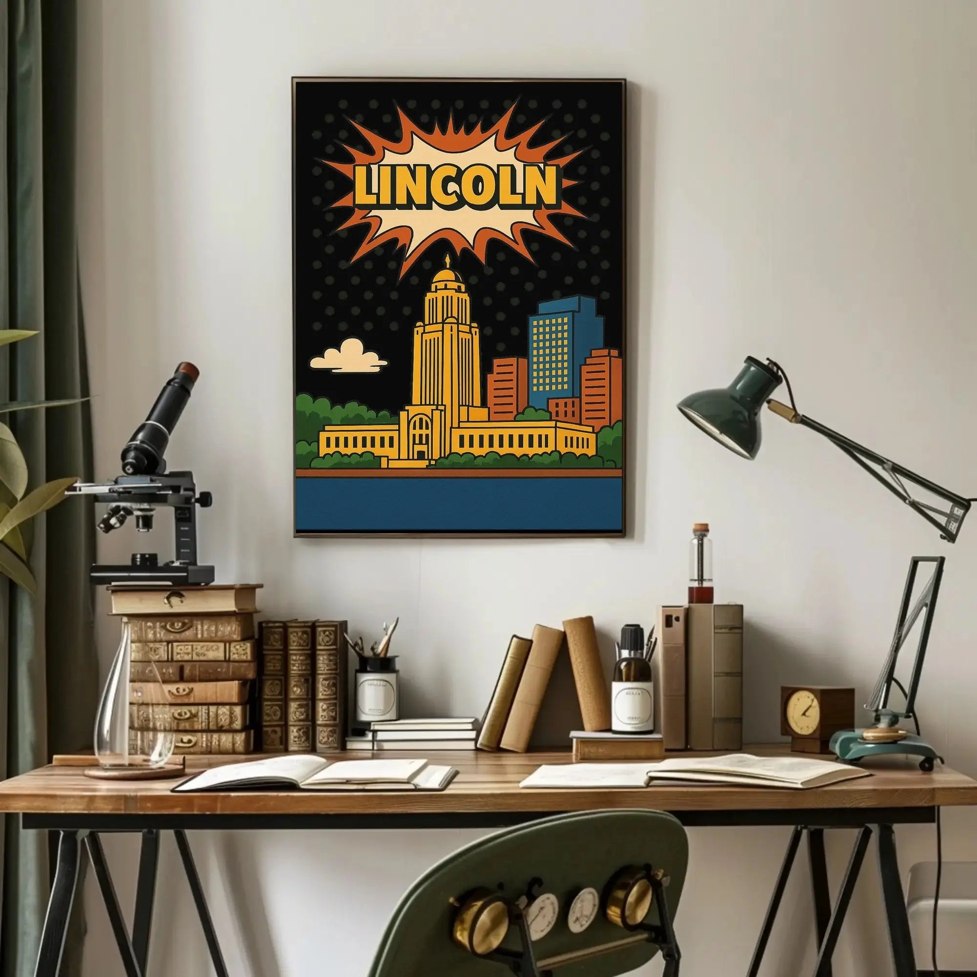 Lincoln Capitol Pop Art Poster: Urban Retro Vibes Poster PosterGoat