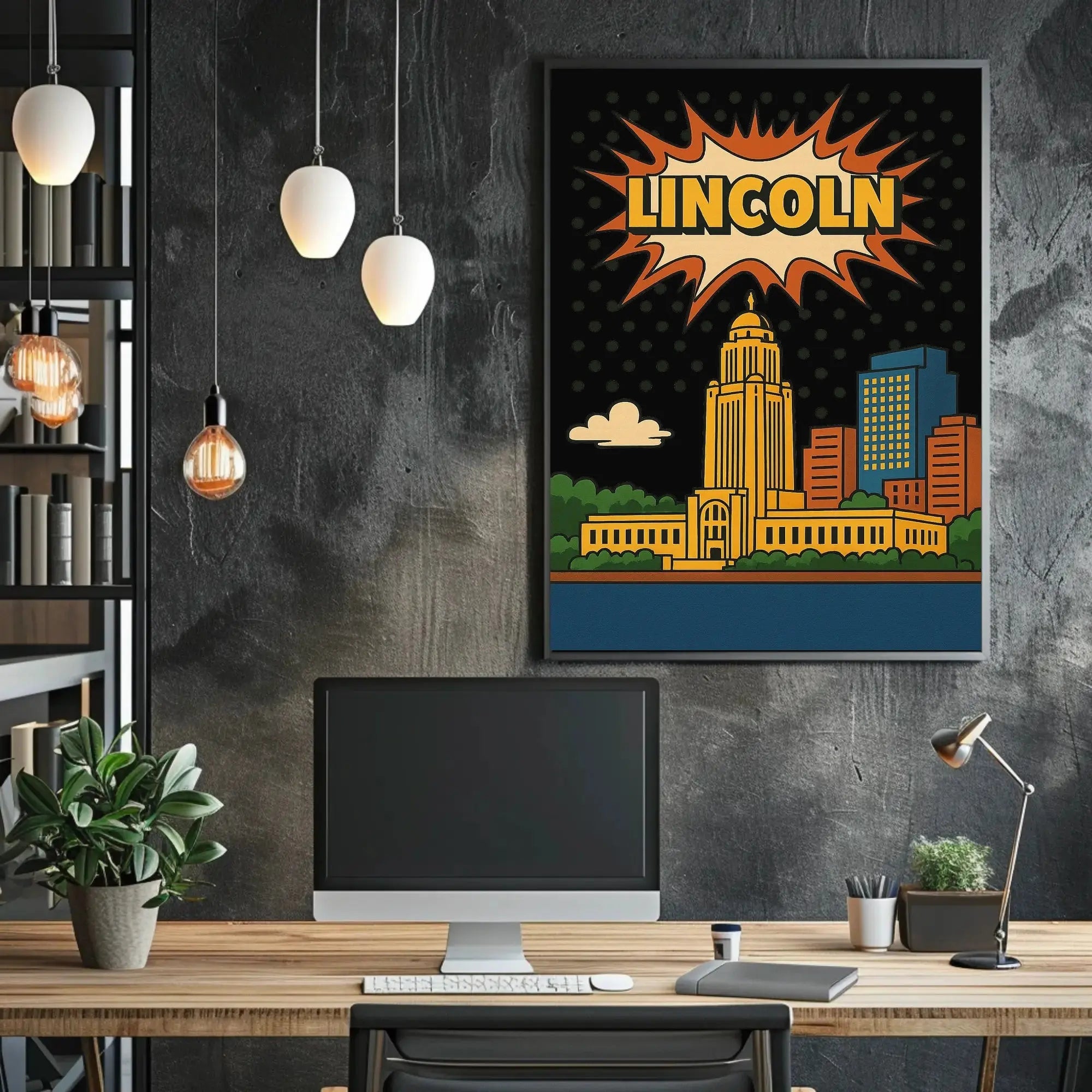 Lincoln Capitol Pop Art Poster: Urban Retro Vibes Poster PosterGoat