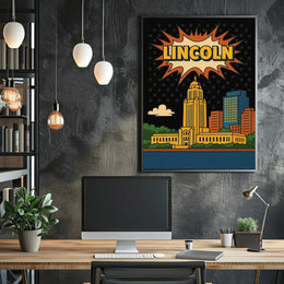 Lincoln Capitol Pop Art Poster: Urban Retro Vibes Poster PosterGoat
