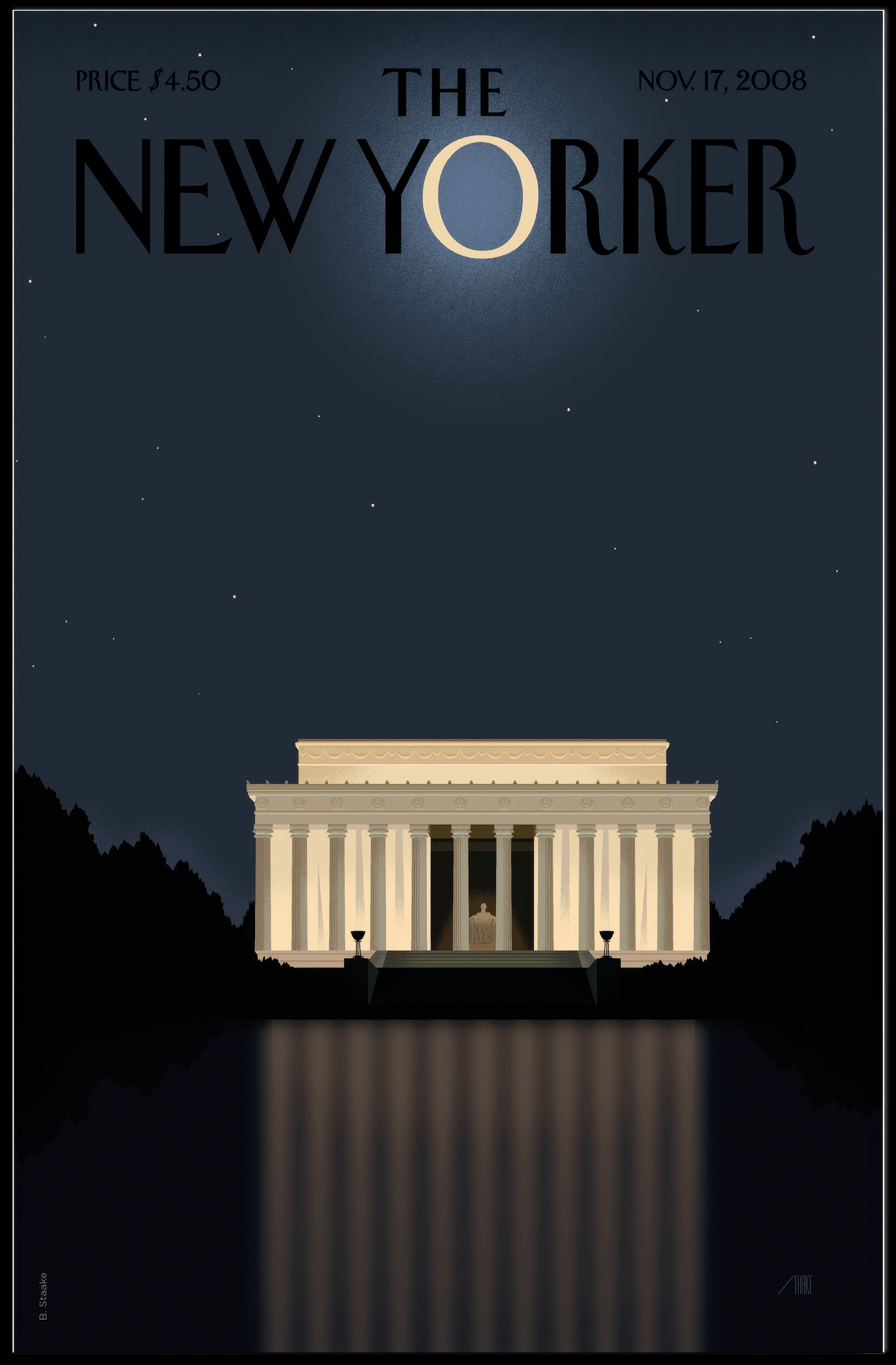 Lincoln Memorial Moonlight Reflection Print Historical or Presidential Poster PosterGoat