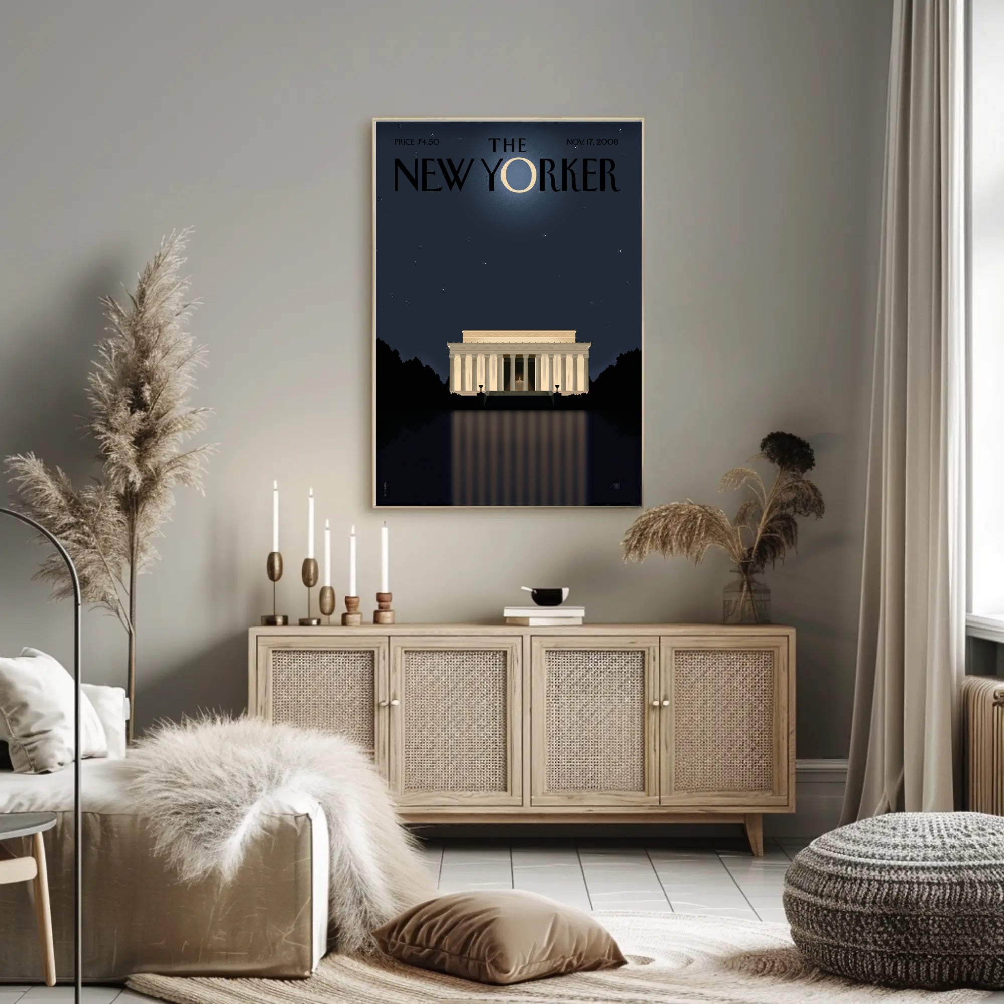Lincoln Memorial Moonlight Reflection Print Historical or Presidential Poster PosterGoat