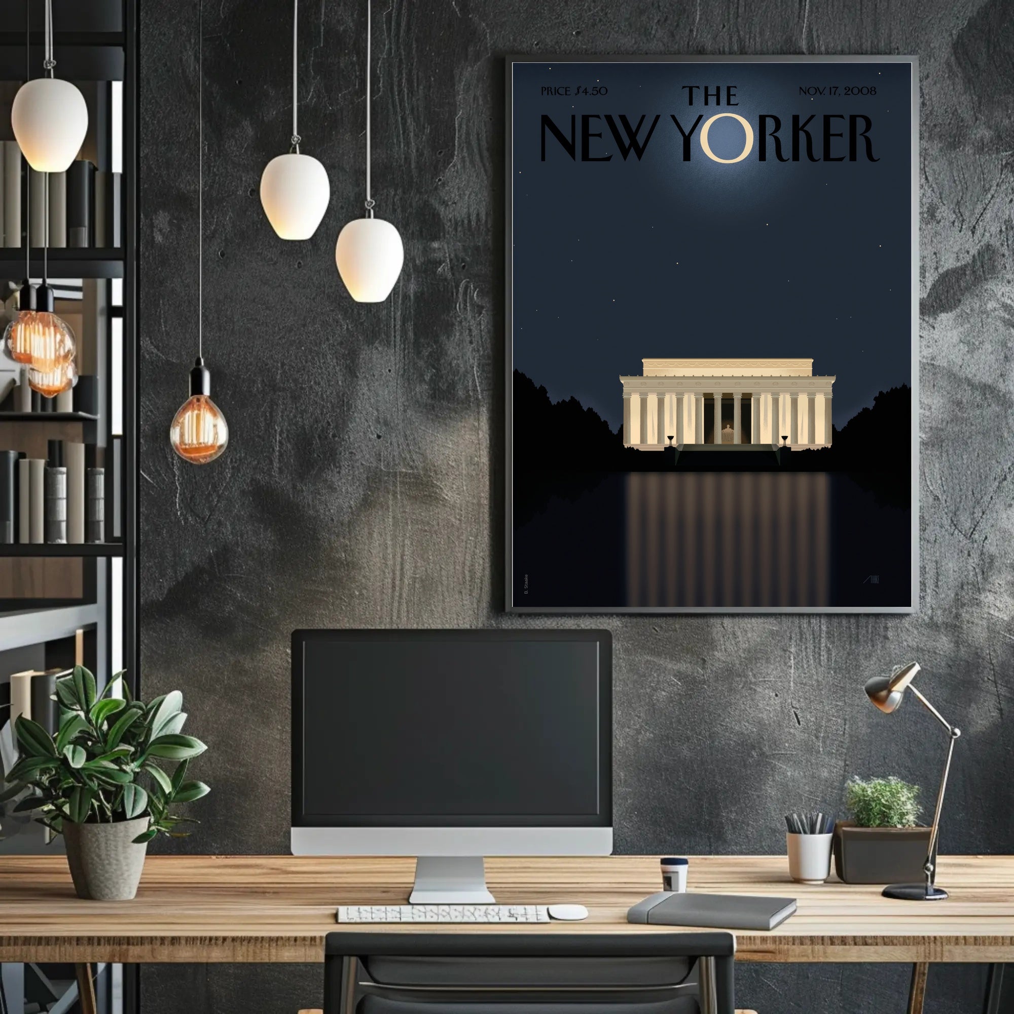 Lincoln Memorial Moonlight Reflection Print Historical or Presidential Poster PosterGoat