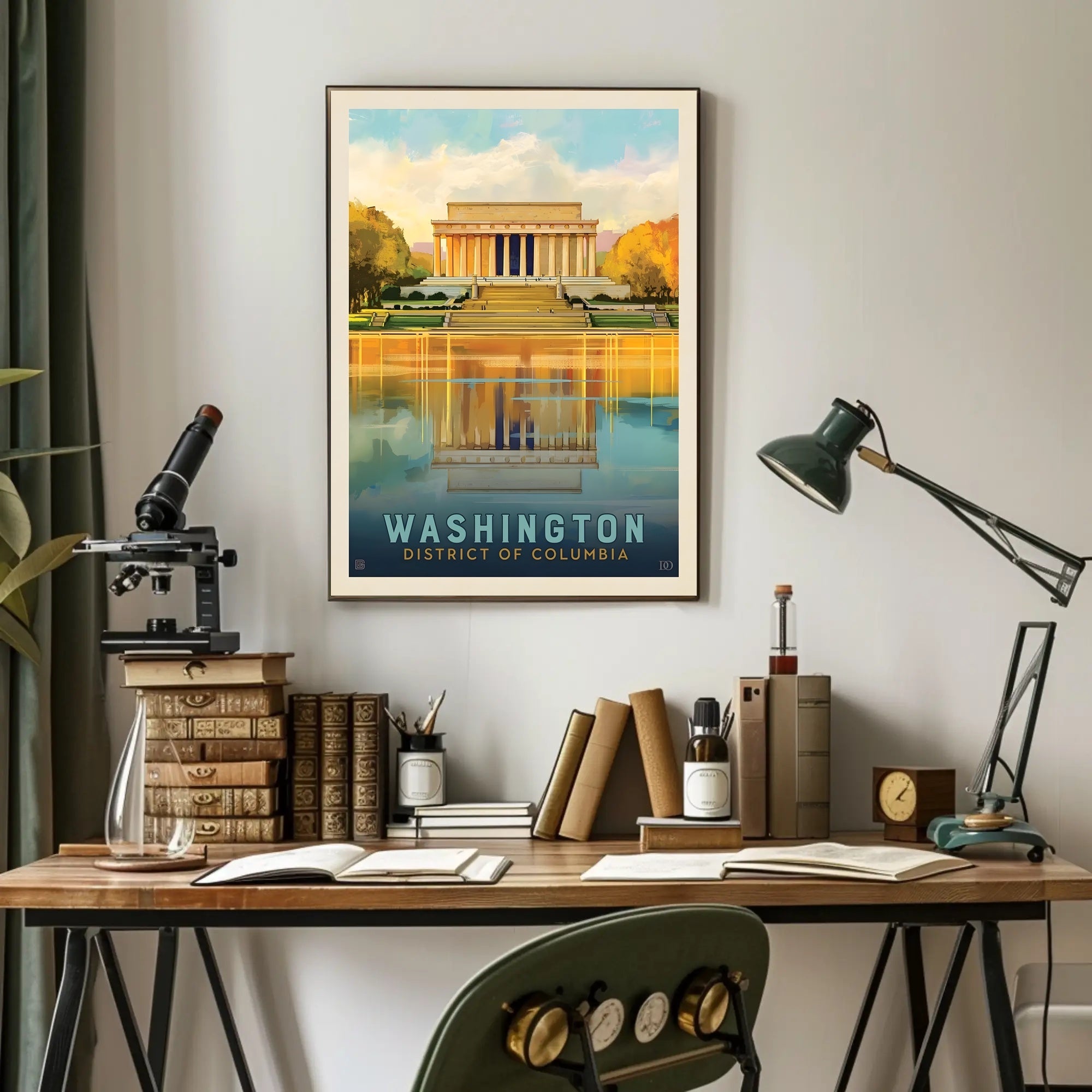 Lincoln Memorial Poster: Vibrant Landmark Reflection Art PosterGoat