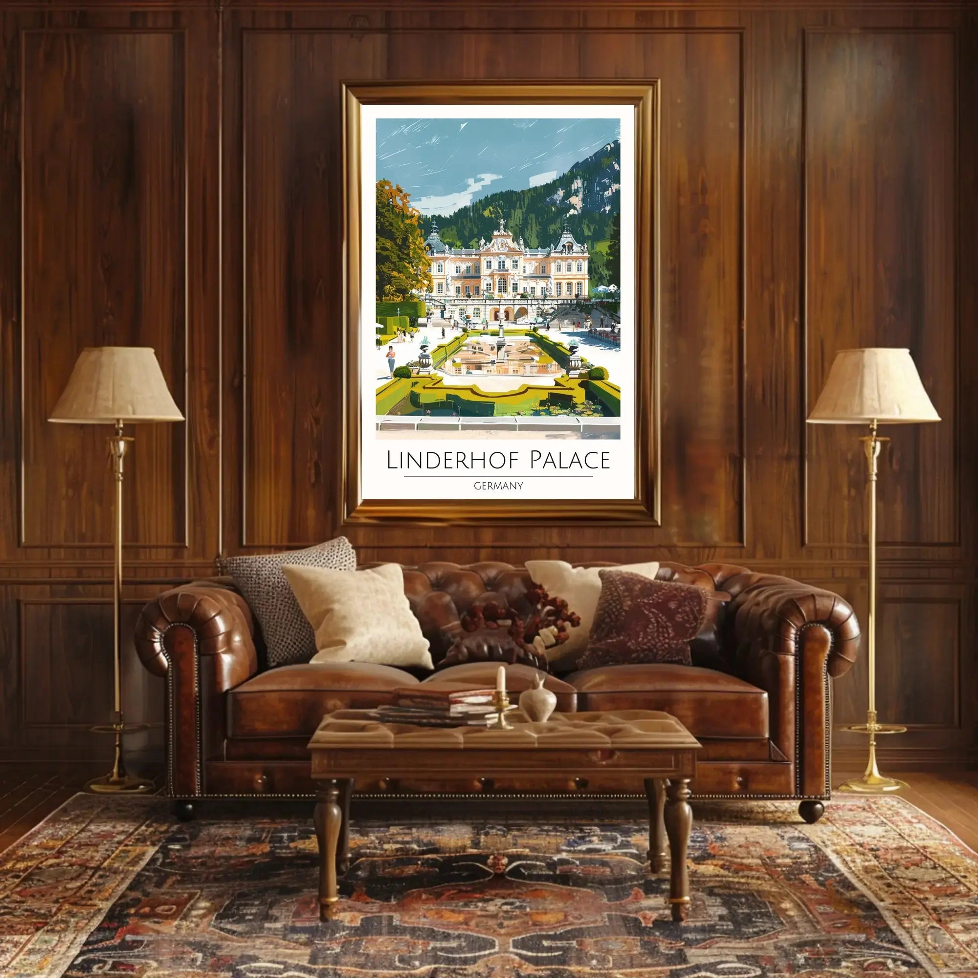 Linderhof Palace Sightseeing Modern Illustration Travel Poster PosterGoat