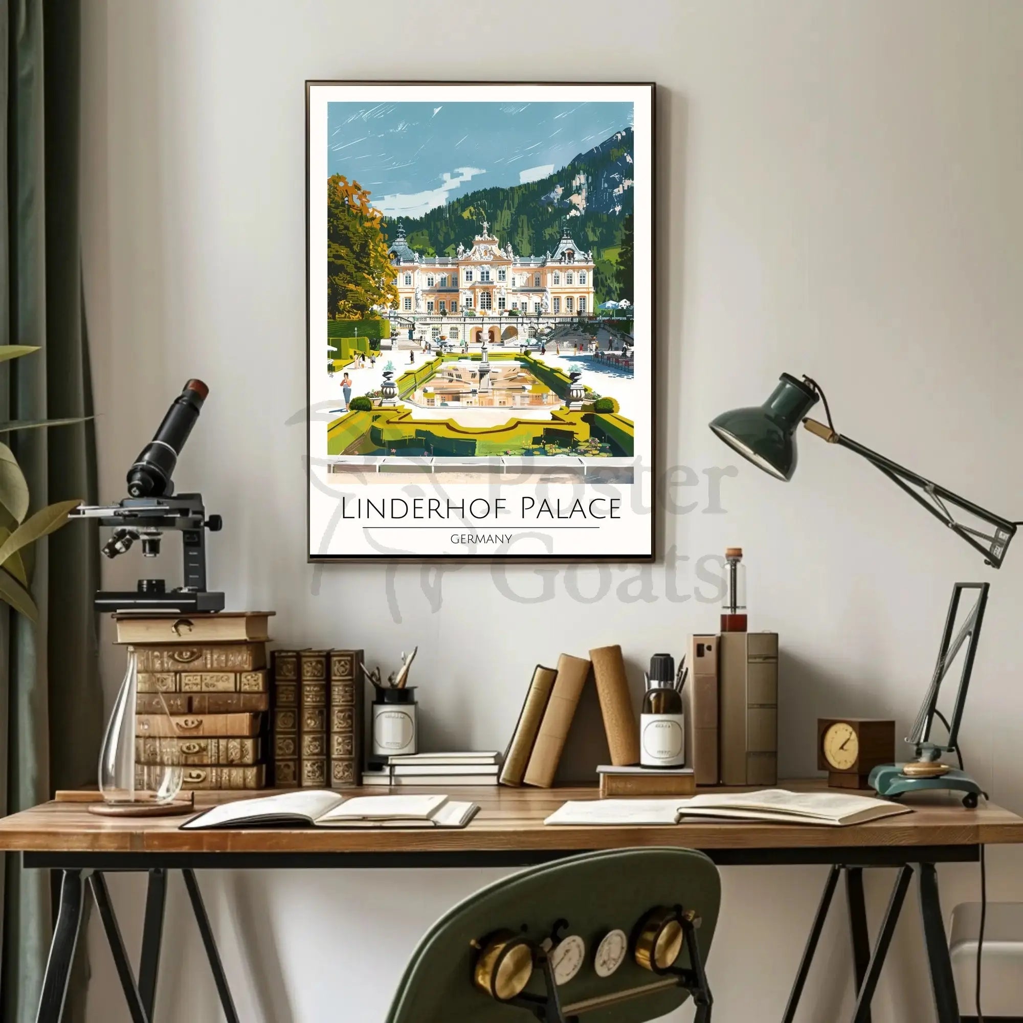 Linderhof Palace Sightseeing Modern Illustration Travel Poster PosterGoat
