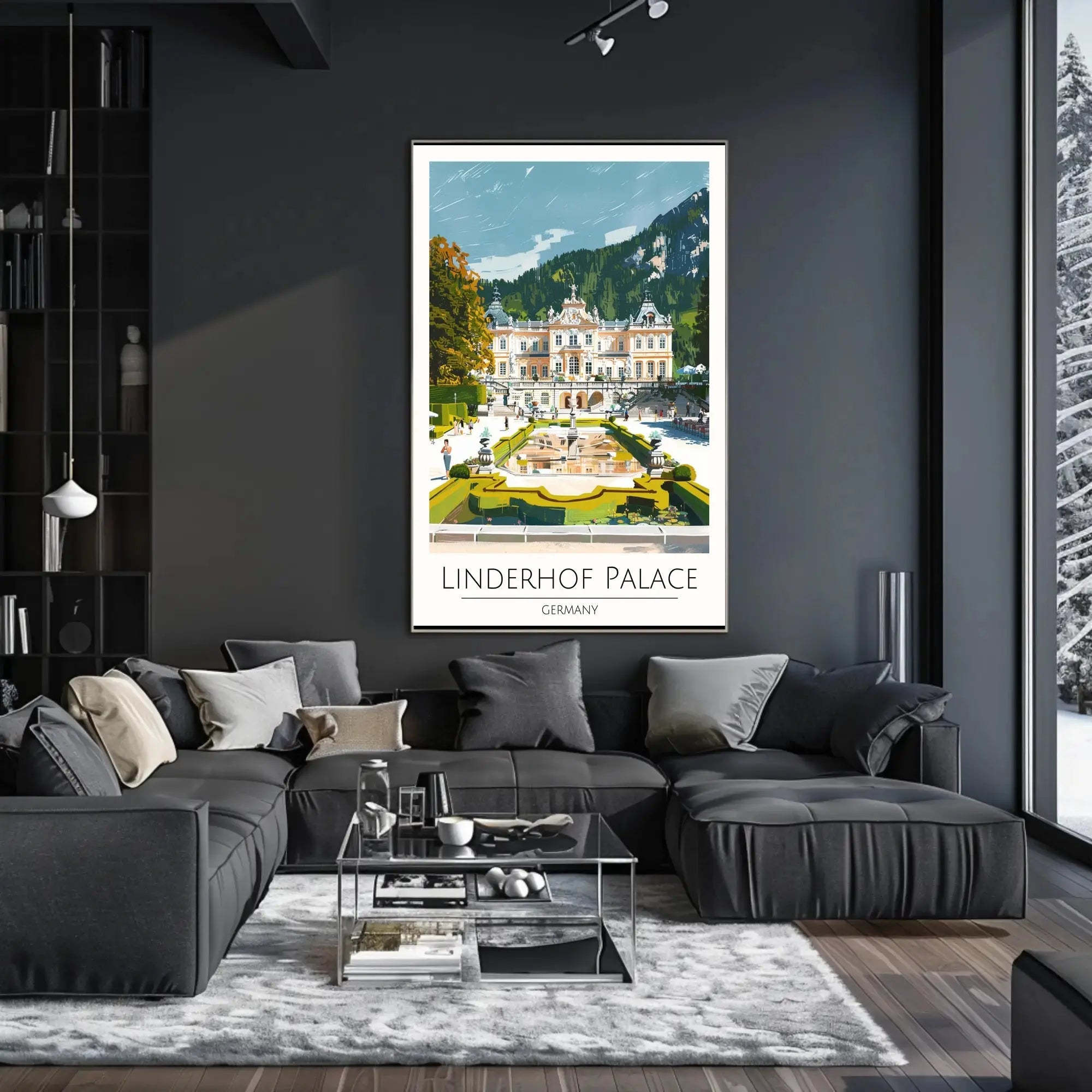Linderhof Palace Sightseeing Modern Illustration Travel Poster PosterGoat