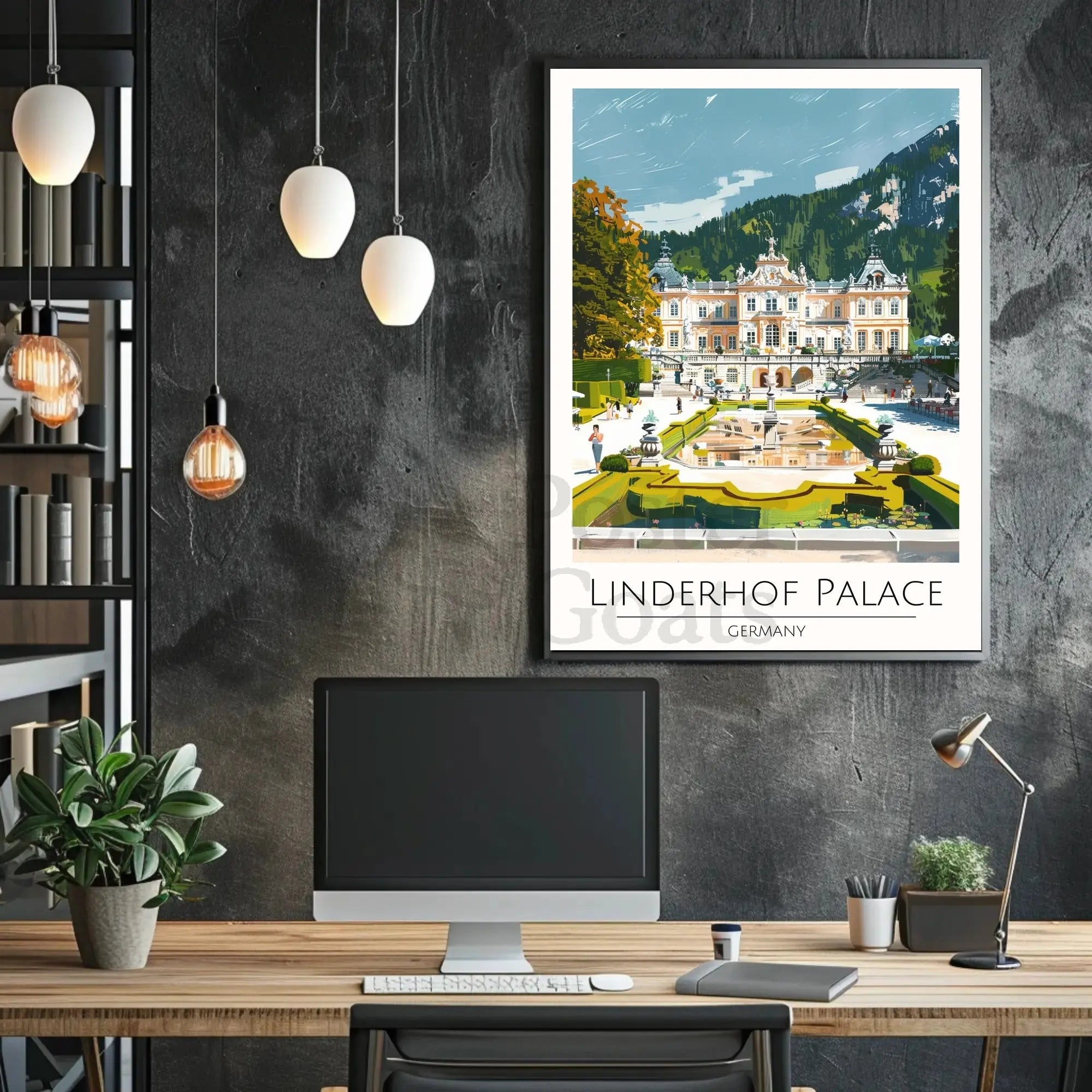 Linderhof Palace Sightseeing Modern Illustration Travel Poster PosterGoat