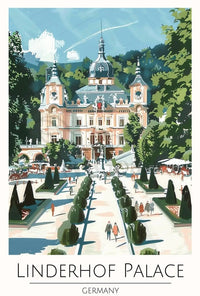 Linderhof Palace in Germany Vintage Travel Poster PosterGoat