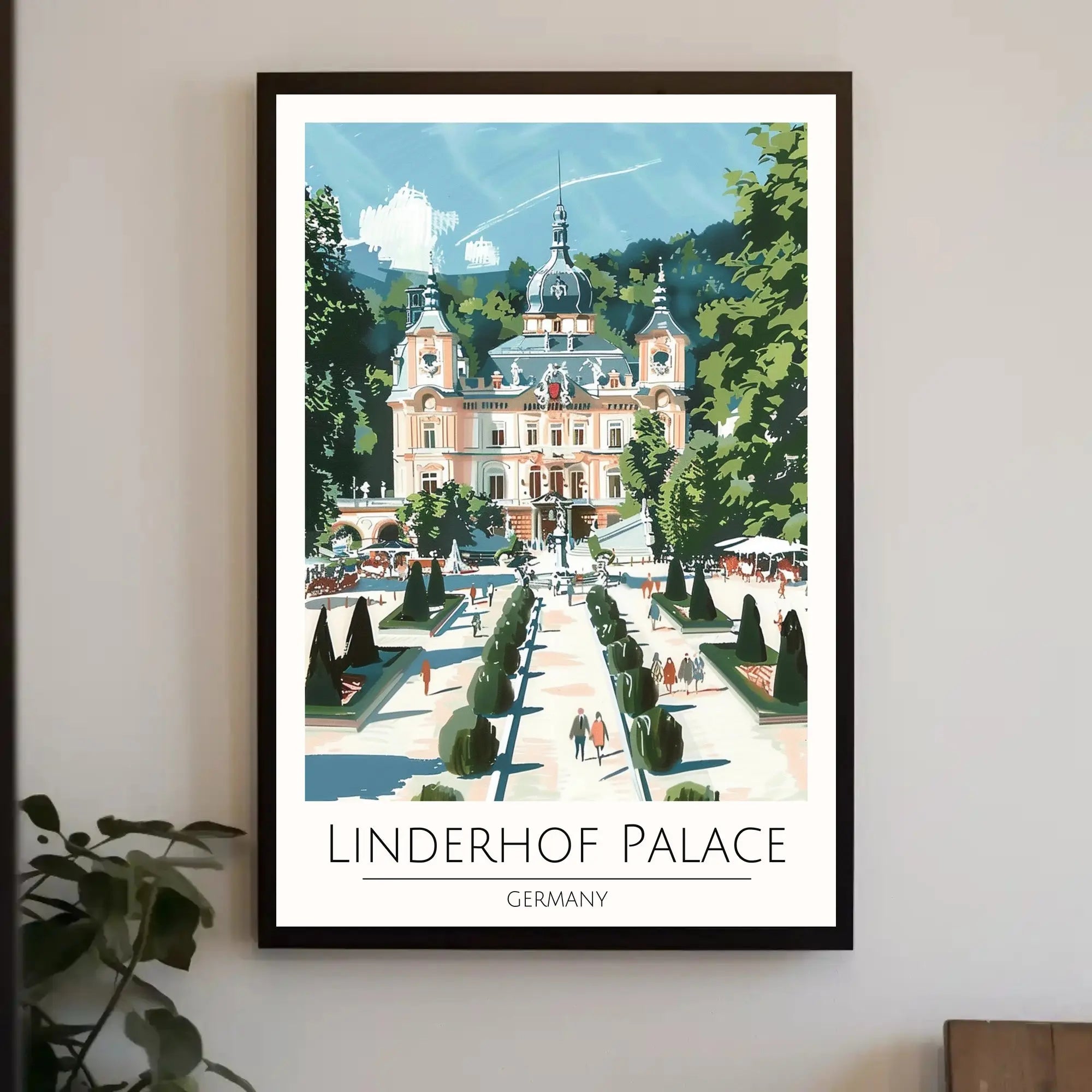 Linderhof Palace in Germany Vintage Travel Poster PosterGoat