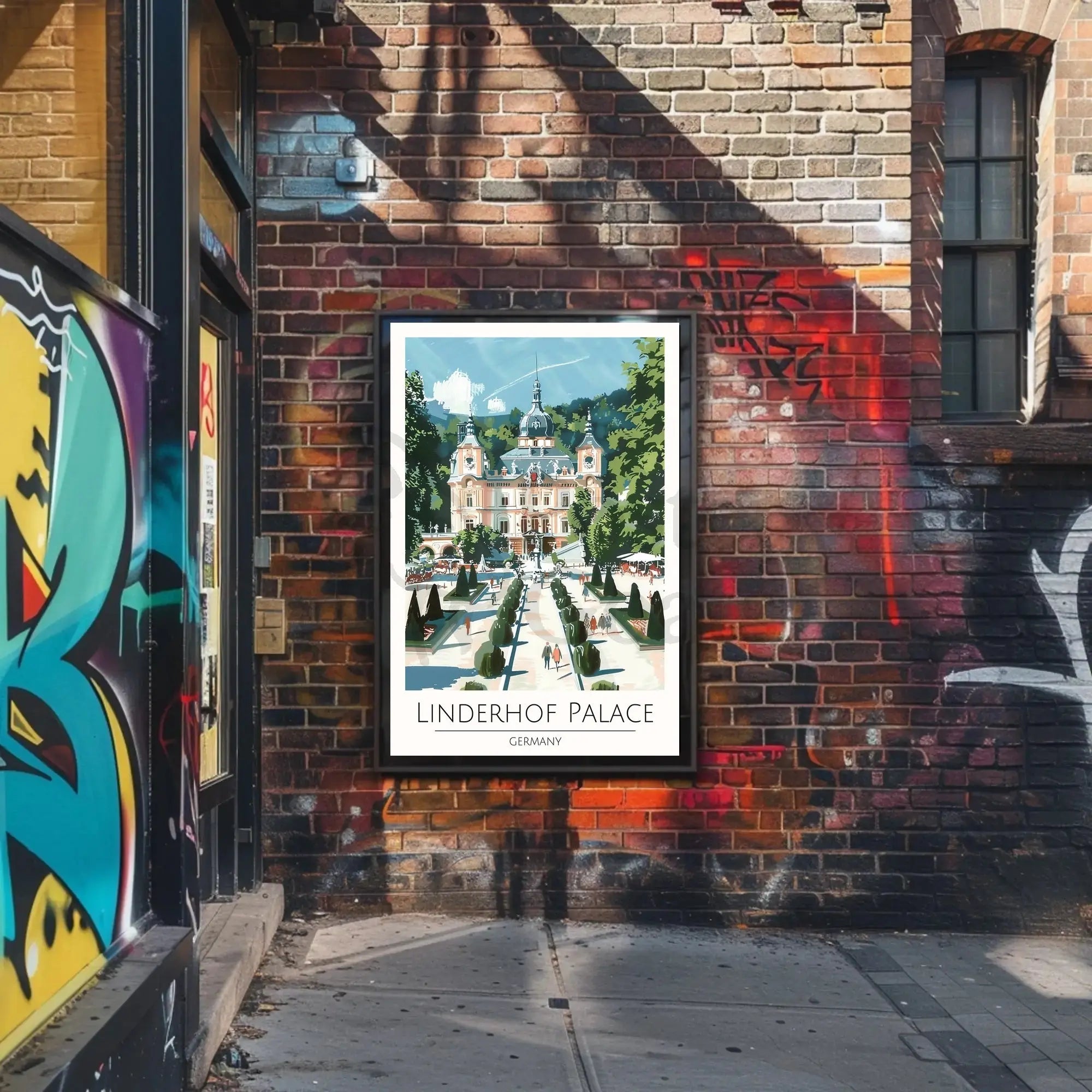 Linderhof Palace in Germany Vintage Travel Poster PosterGoat