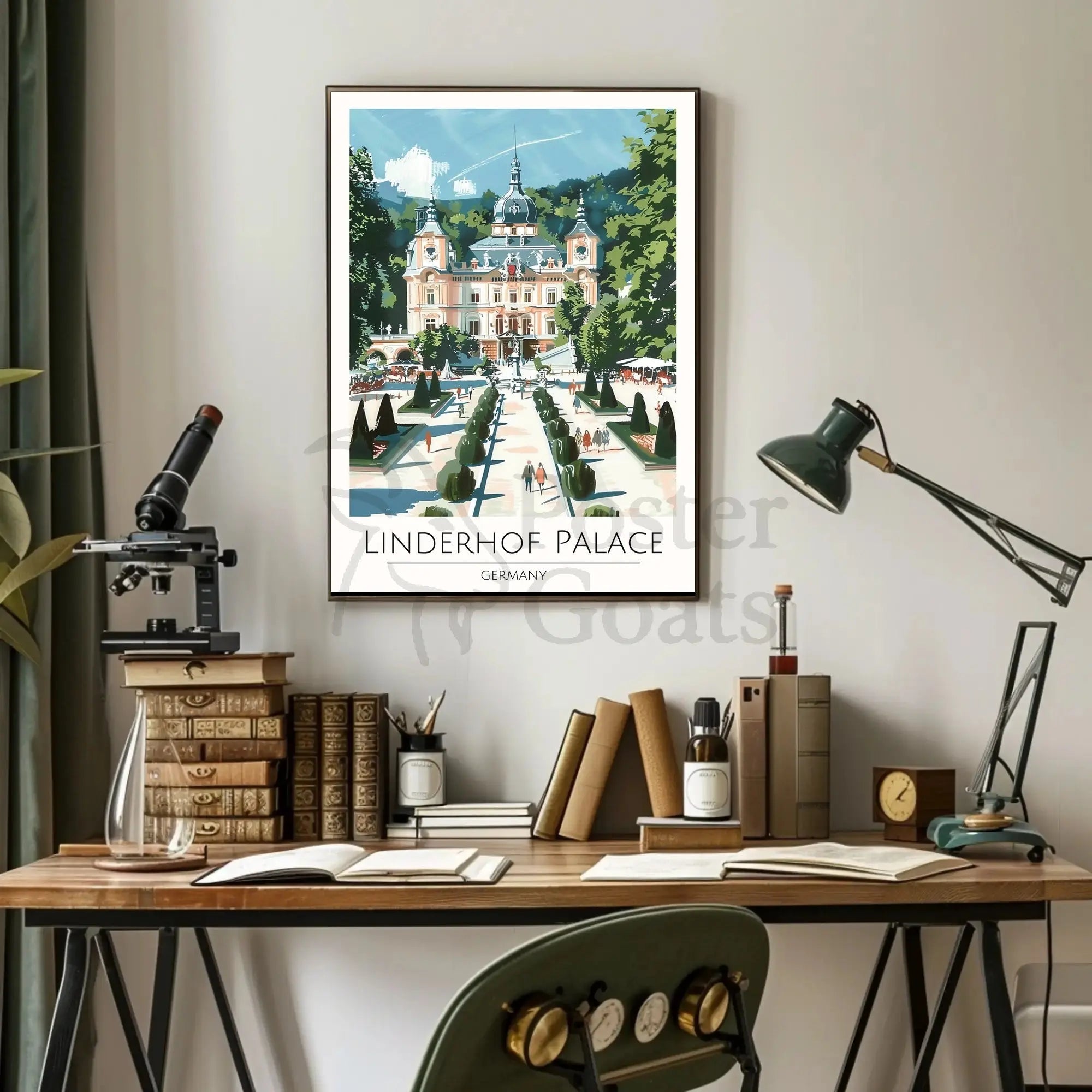 Linderhof Palace in Germany Vintage Travel Poster PosterGoat