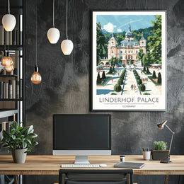 Linderhof Palace in Germany Vintage Travel Poster PosterGoat