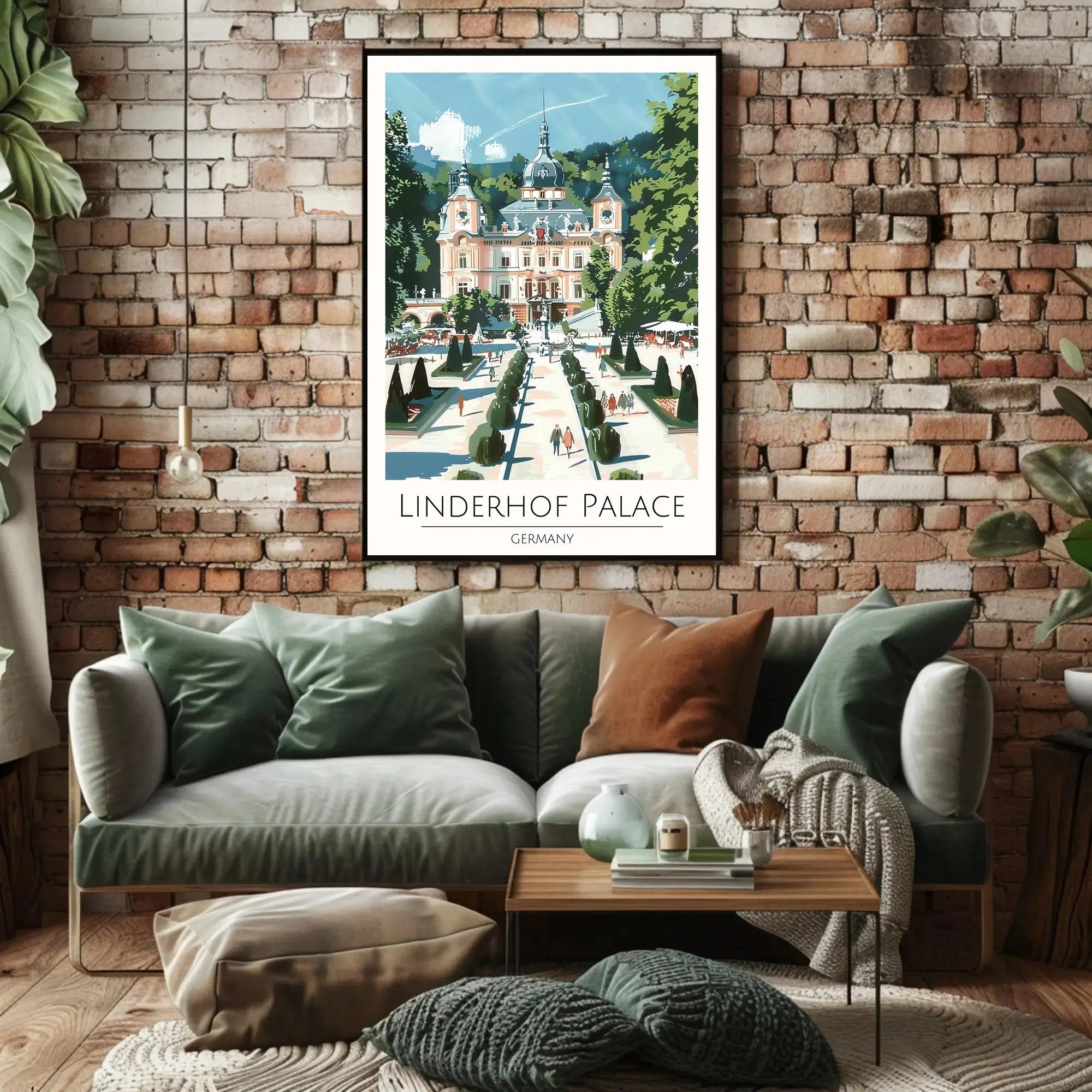 Linderhof Palace in Germany Vintage Travel Poster PosterGoat