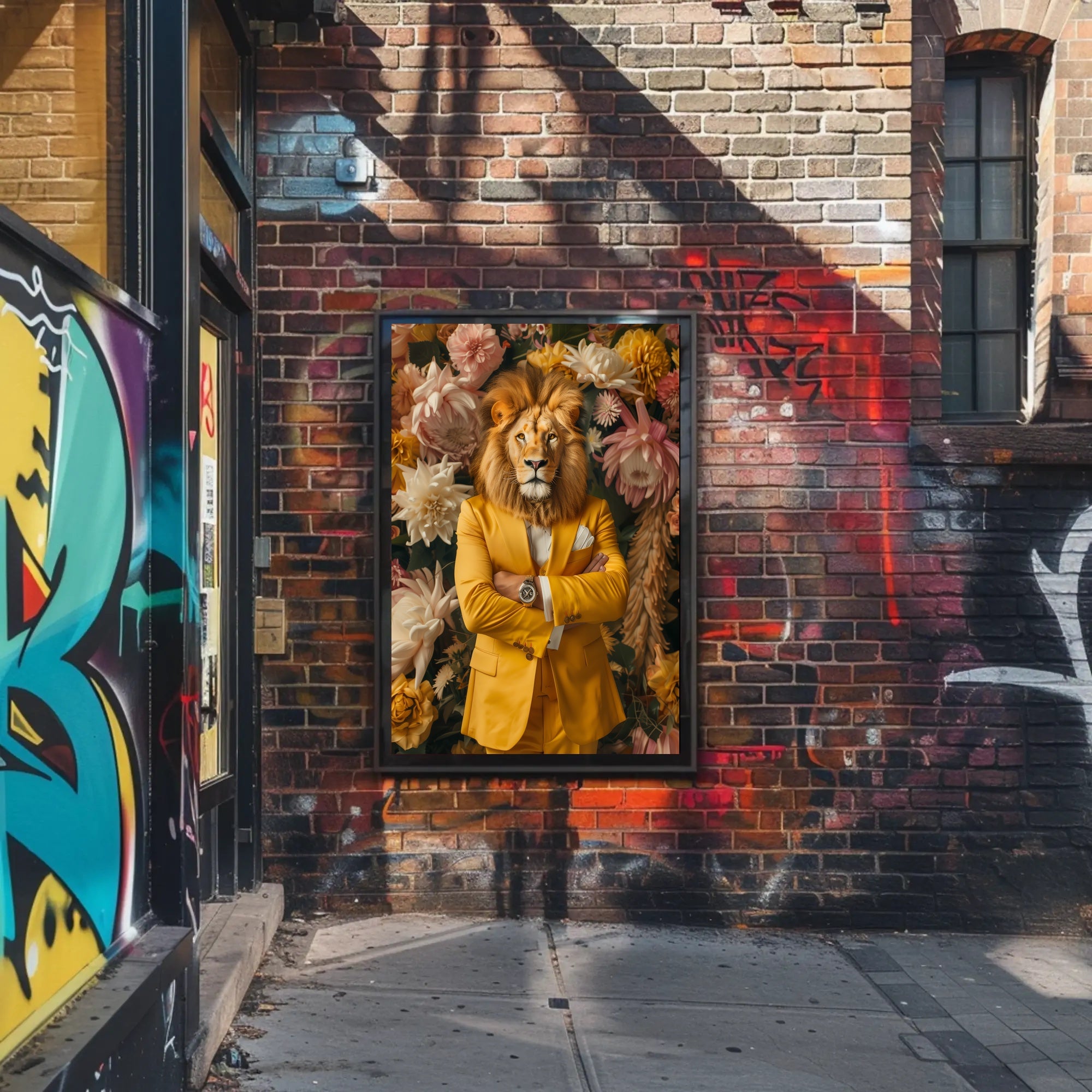 Lion-Headed Figure Surrealism Art Print - Abstract or Artistic Poster PosterGoat