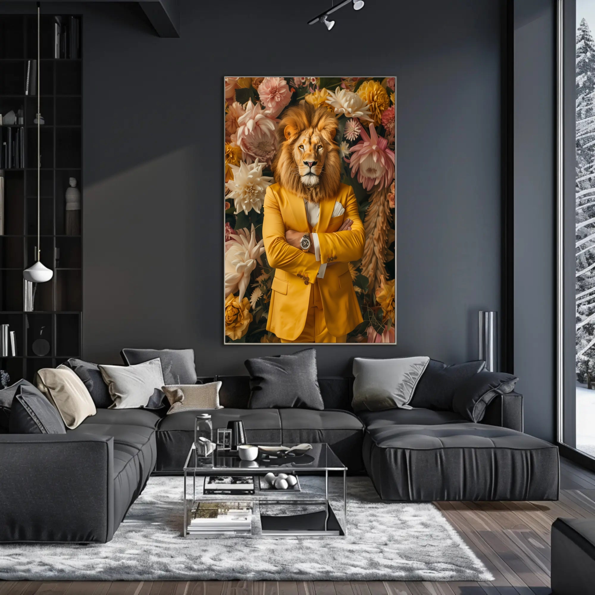 Lion-Headed Figure Surrealism Art Print - Abstract or Artistic Poster PosterGoat