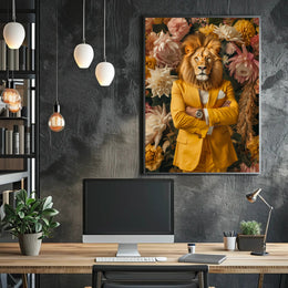 Lion-Headed Figure Surrealism Art Print - Abstract or Artistic Poster PosterGoat