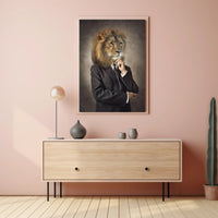 Lion-Headed Figure in Suit: Artistic Poster PosterGoat