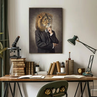 Lion-Headed Figure in Suit: Artistic Poster PosterGoat
