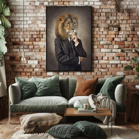 Lion-Headed Figure in Suit: Artistic Poster PosterGoat