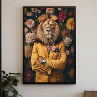 Lion-Man Surreal Fusion Brightly Illustrates Artistic Poster PosterGoat