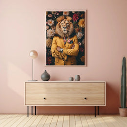 Lion-Man Surreal Fusion Brightly Illustrates Artistic Poster PosterGoat