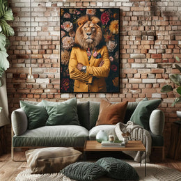 Lion-Man Surreal Fusion Brightly Illustrates Artistic Poster PosterGoat