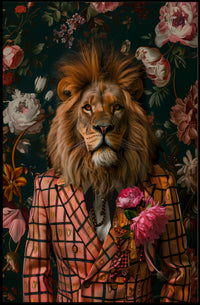 Lion in Suit Surreal Art Animal Poster PosterGoat