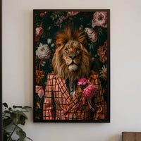 Lion in Suit Surreal Art Animal Poster PosterGoat