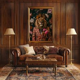 Lion in Suit Surreal Art Animal Poster PosterGoat