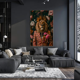 Lion in Suit Surreal Art Animal Poster PosterGoat