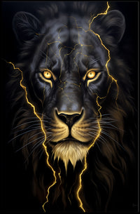 Lion's Gaze in Photorealistic Animal Poster PosterGoat