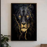 Lion's Gaze in Photorealistic Animal Poster PosterGoat