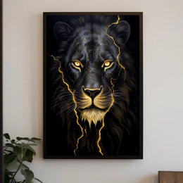 Lion's Gaze in Photorealistic Animal Poster PosterGoat