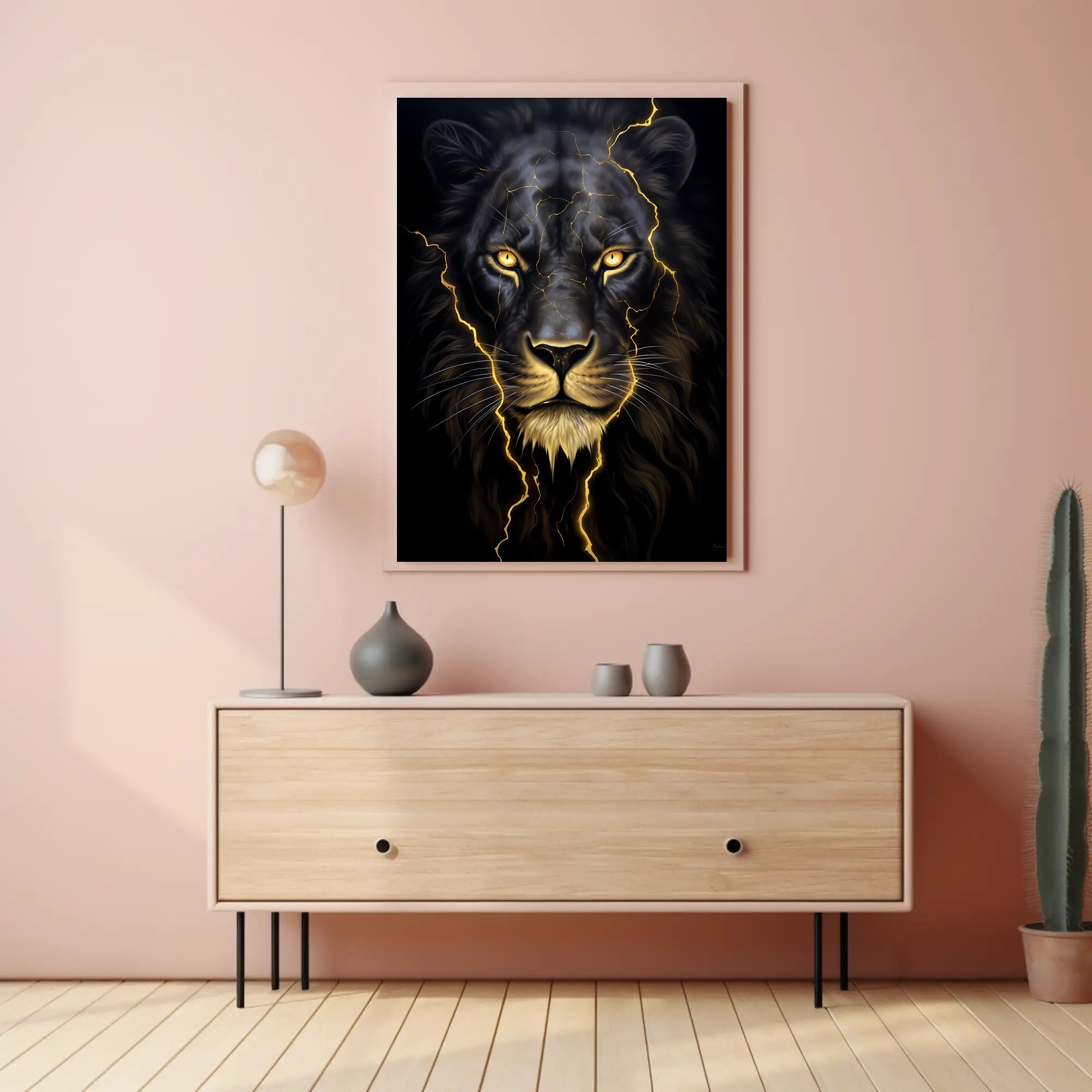 Lion's Gaze in Photorealistic Animal Poster PosterGoat