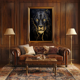 Lion's Gaze in Photorealistic Animal Poster PosterGoat