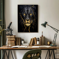 Lion's Gaze in Photorealistic Animal Poster PosterGoat