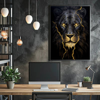 Lion's Gaze in Photorealistic Animal Poster PosterGoat