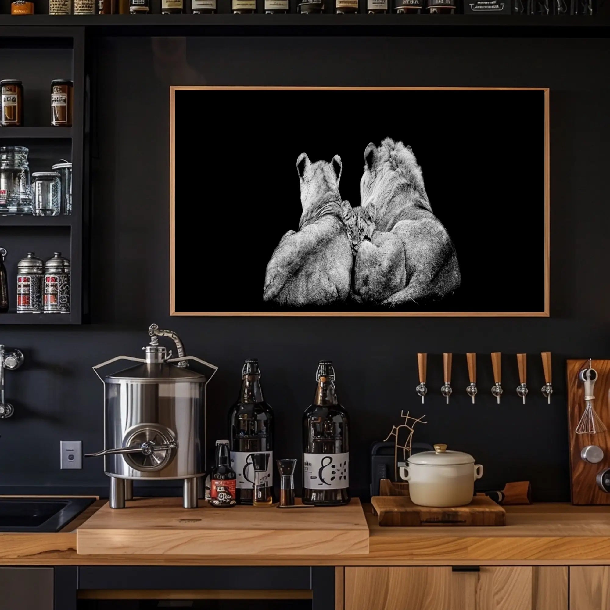 Lions in Monochrome Family Unity Animal Poster PosterGoat