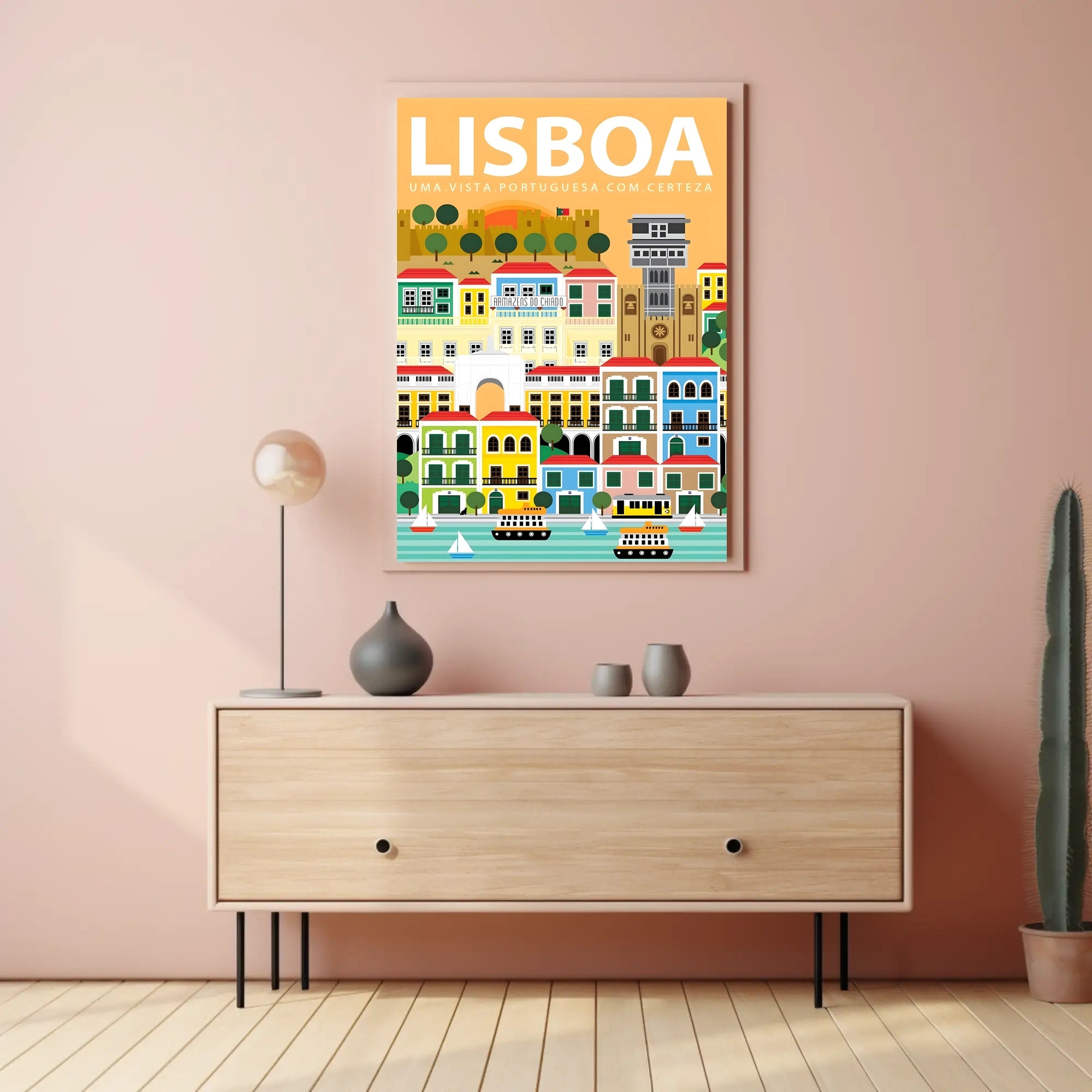 Lisbon Art Deco Travel Poster PosterGoat