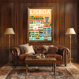 Lisbon Art Deco Travel Poster PosterGoat