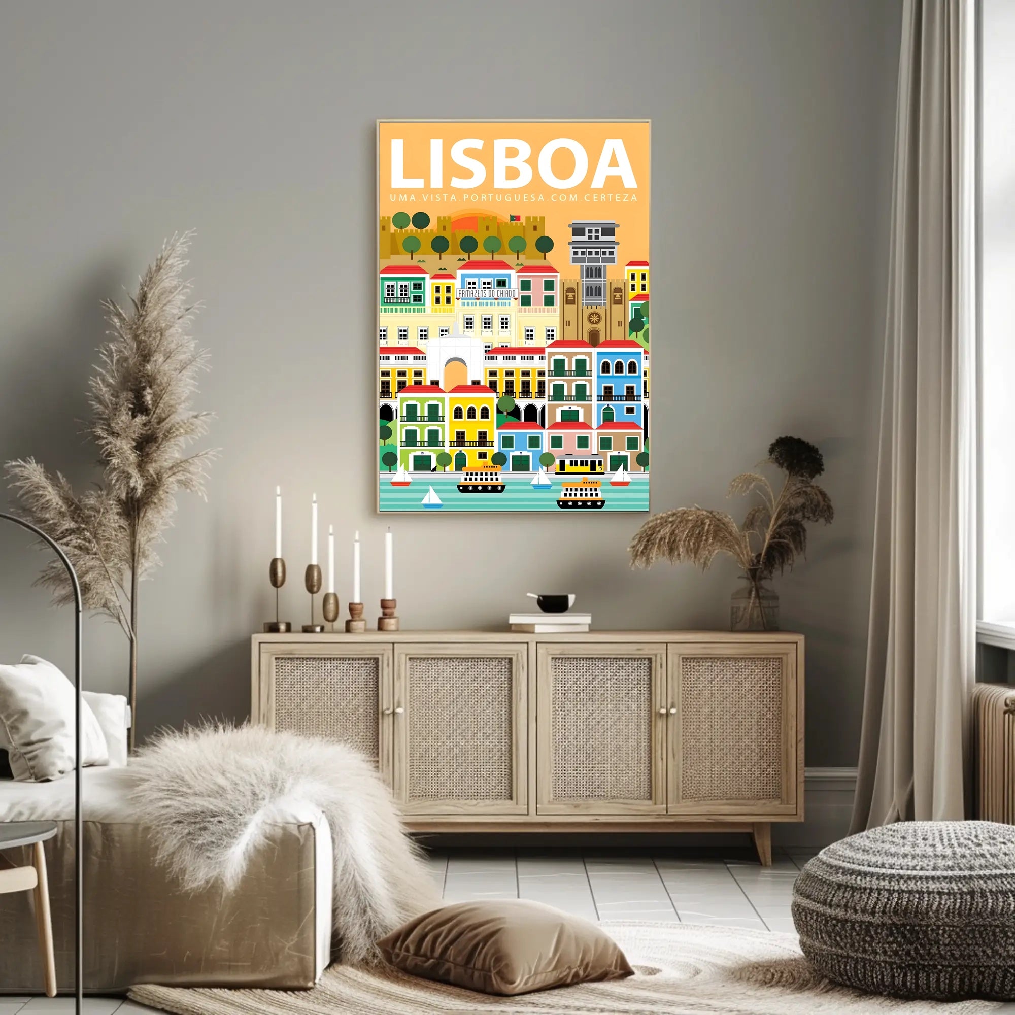 Lisbon Art Deco Travel Poster PosterGoat