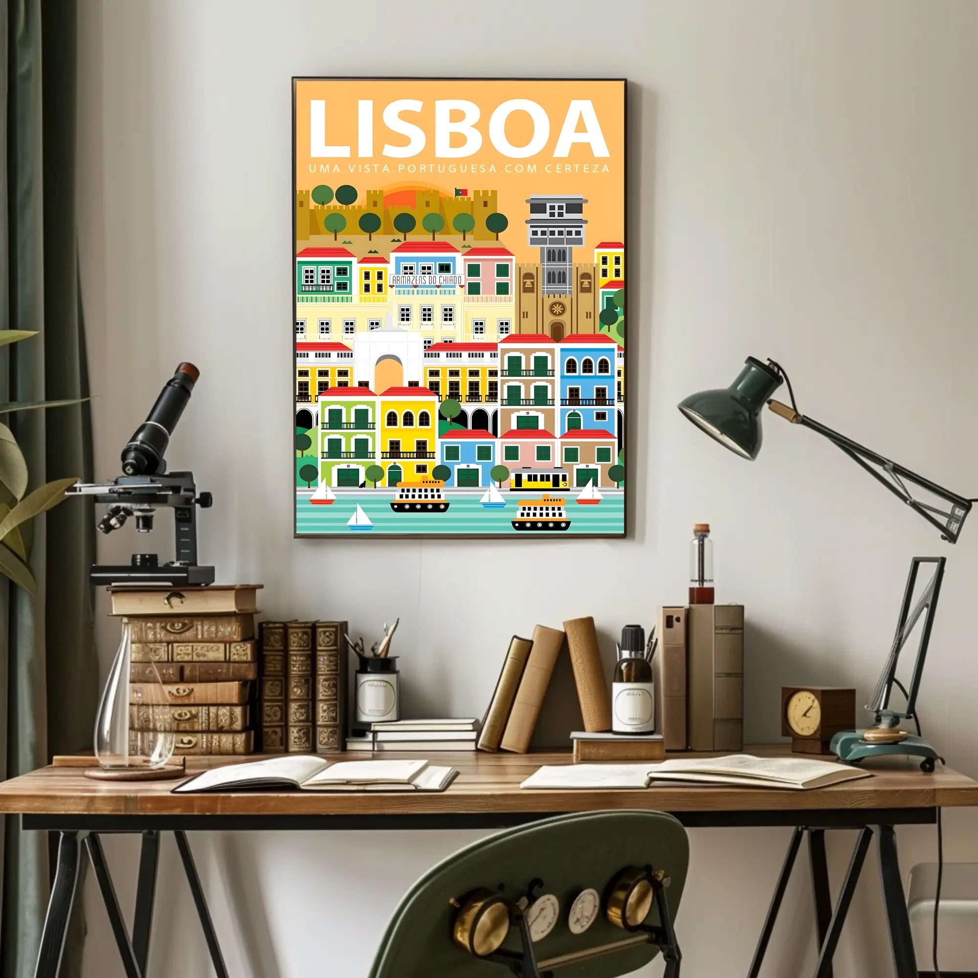 Lisbon Art Deco Travel Poster PosterGoat