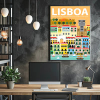 Lisbon Art Deco Travel Poster PosterGoat